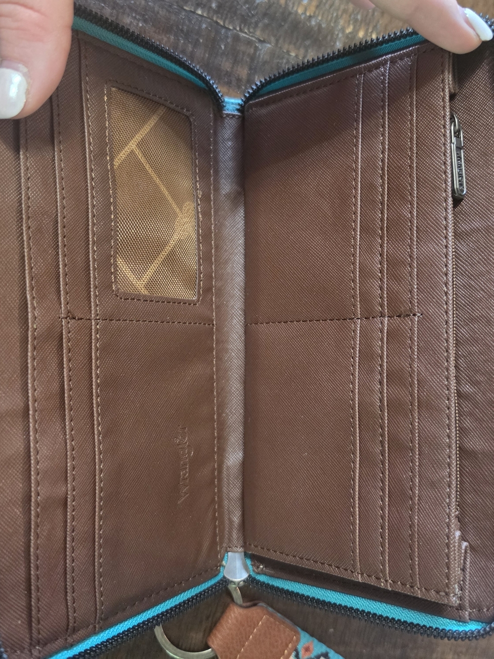 Wrangler Turquoise Southwestern Tote Bag with Matching Wallet & Strap - Picture 8 of 8